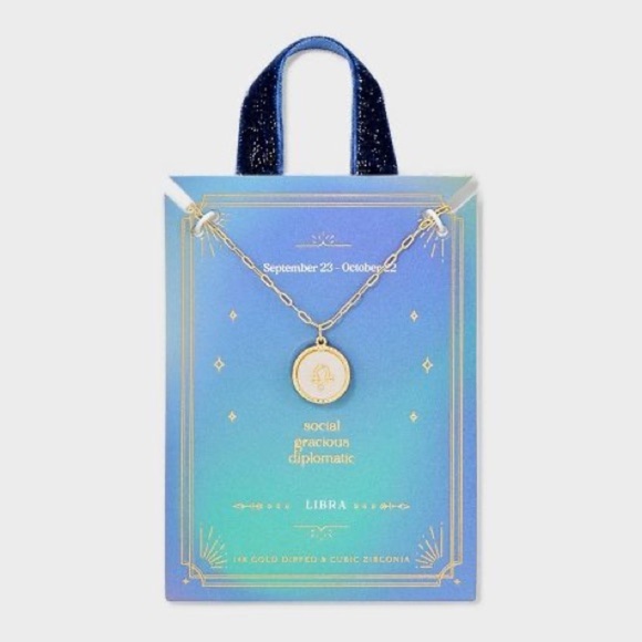 Beloved + Inspired 14K Gold Dipped Mother of Pearl Zodiac Pendant Necklace - NWT - Picture 2 of 8